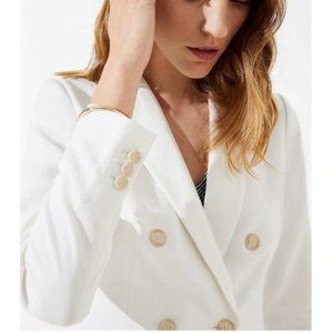 LOFT White Double Breasted Linen Jacket - Size 10